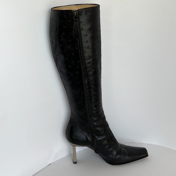 Giuseppe Zanotti Genuine Ostrich Boots -Silver heel - Black - Picture 11 of 17